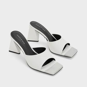 Charles & Keith White Mule Sandals- NWT and Box